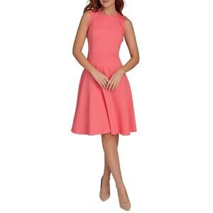Tommy Hilfiger Womens Petite Textured Fit & Flare Dress 0 Sherbet - NWT $119